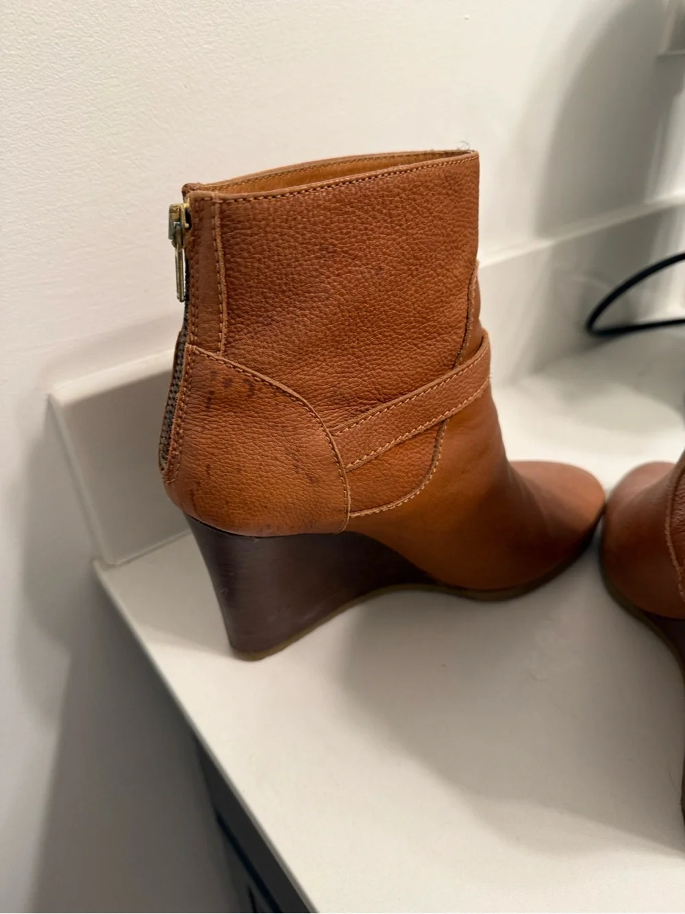 J.Crew Women's Tan Wedge Ankle Boot with Buckle